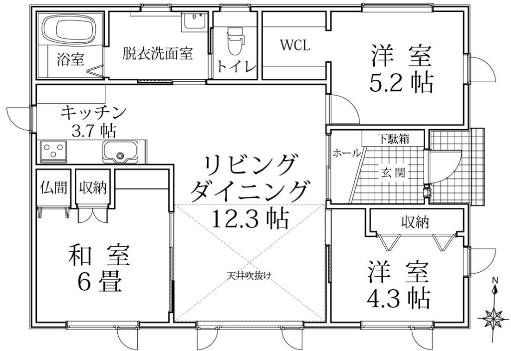 【価格変更】南東角地　築11年　3LDK 平屋 中古住宅　西17条北2丁目 間取り
