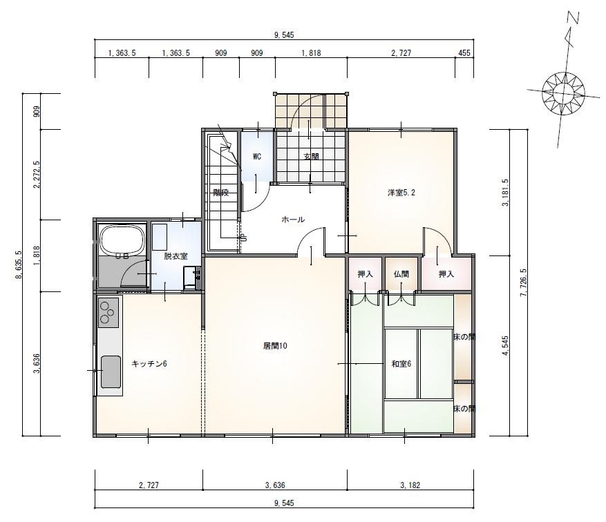 【1階2部屋】西23南1 中古住宅 間取り