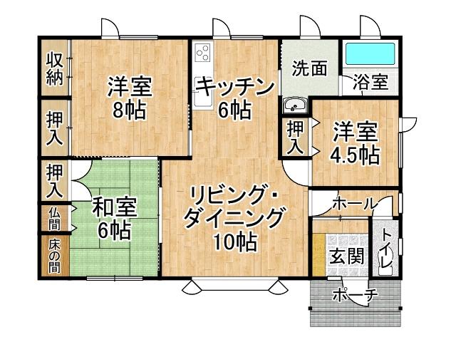 西２０条南２丁目【南西角地！３ＬＤＫ平屋建！】 間取り