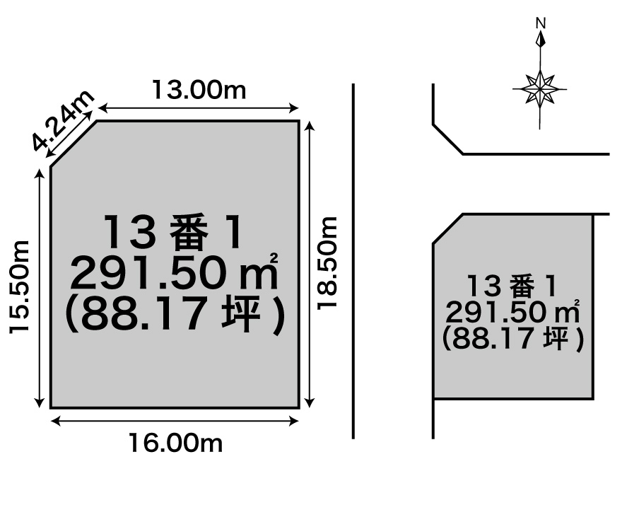 【価格変更】【売土地】北西角地 約88坪 大空町4丁目 間取り