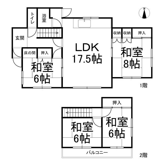 ★中古住宅★　音更町宝来西町南2丁目　東西2方道路　土地約103坪 間取り
