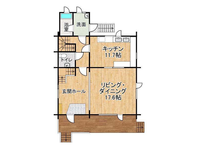清川町西２線【日当たり良好な５ＬＤＫログハウス！】 内観