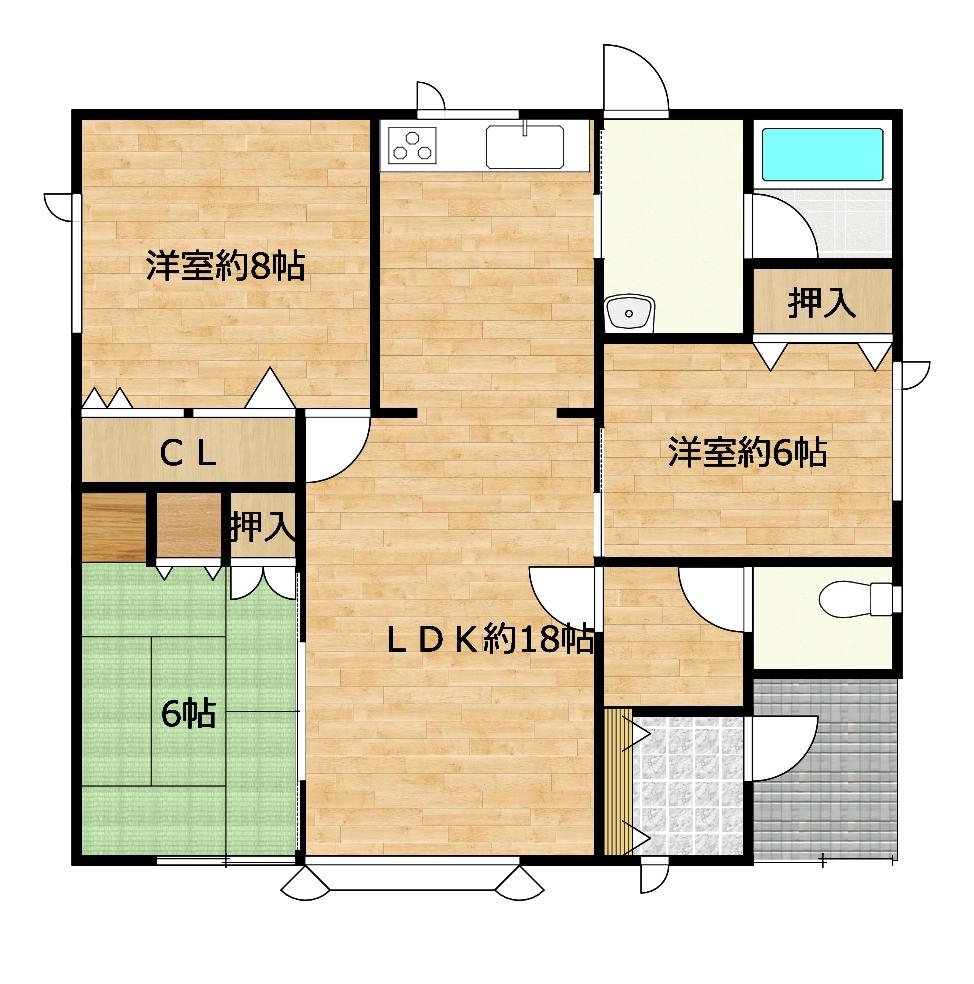 【全水回りリフォーム中】帯広市西２４条南１丁目  間取り