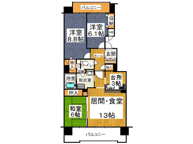 西３南１２丁目 リブウェル帯広２０３号室【ＪＲ帯広駅 徒歩約４分の分譲マンション★】 間取り