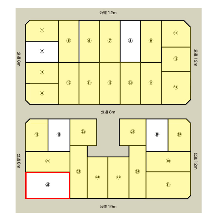   【大型造成地】※フレスポまで徒歩7分！！第1期販売！！　帯広市西4条南34丁目：区画㉑ 間取り