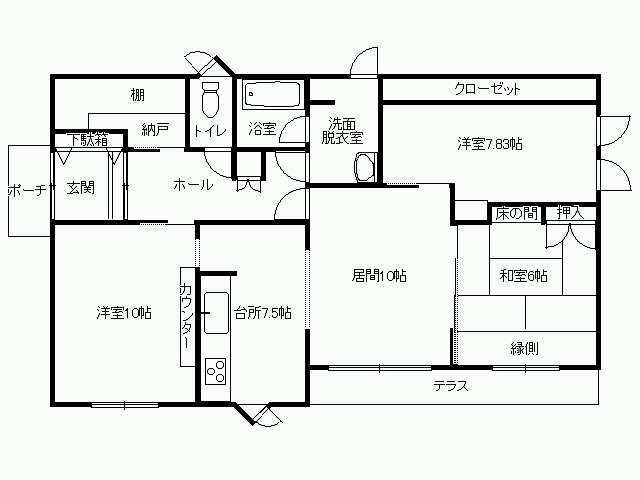 足寄町郊南　広～い土地付きの素敵な平家 間取り