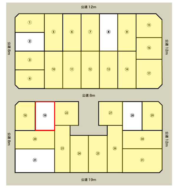   【大型造成地】※フレスポまで徒歩7分！！第1期販売！！　帯広市西4条南34丁目：区画⑲ 間取り