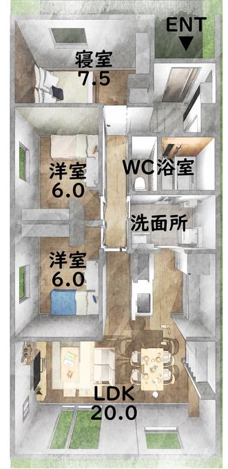 VARY'S 西８条北2モデル 間取り