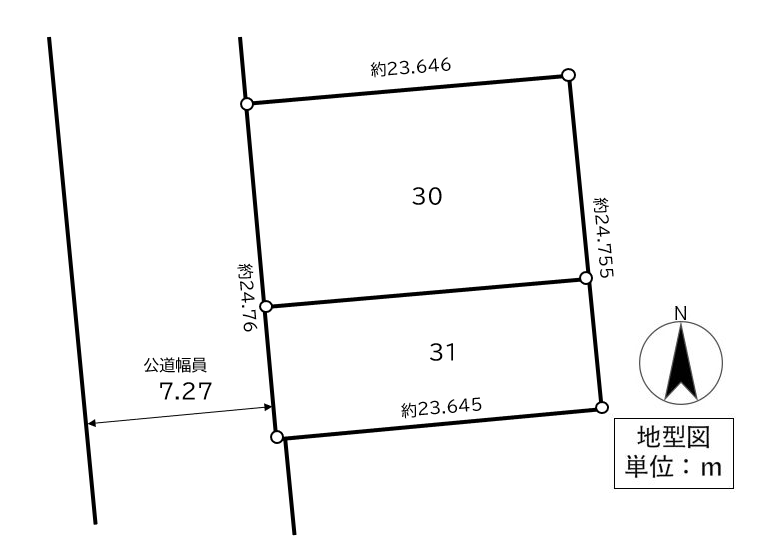 帯広市西7条南28丁目30,31  177.08坪 売土地 建築条件なし 間取り