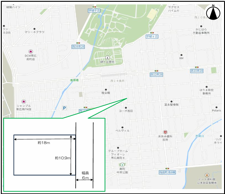 現状渡し　稲田小区域　帯広市西14条南30丁目 間取り