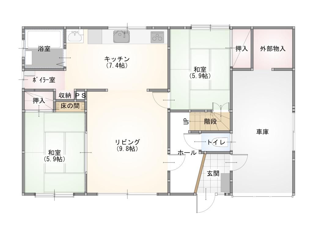 【中古住宅】音更町新通北１丁目　現状渡し 間取り