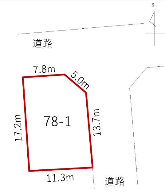 帯広市西18条南4丁目　売土地（約57.4坪）建築条件なし※解体更地渡し 間取り