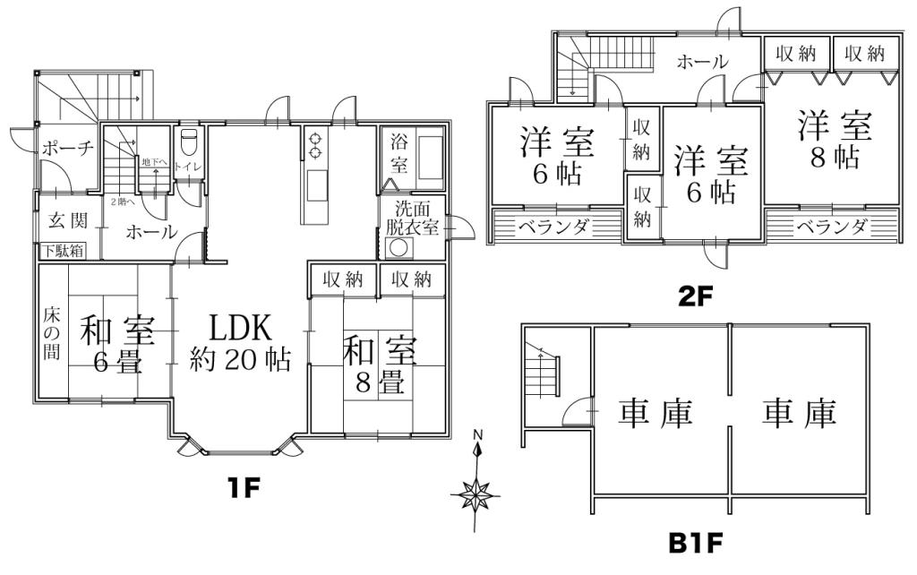 5LDK 中古住宅　自由が丘5丁目　敷地約68坪　車庫有り 間取り